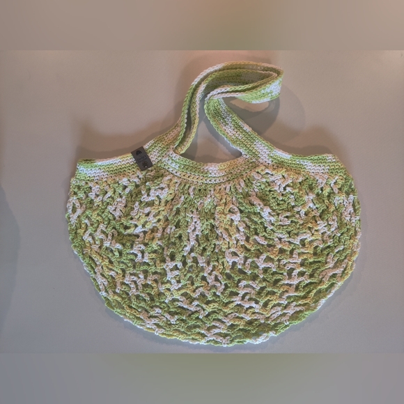 Handbags - Greens and White Crochet Mesh Market Bag